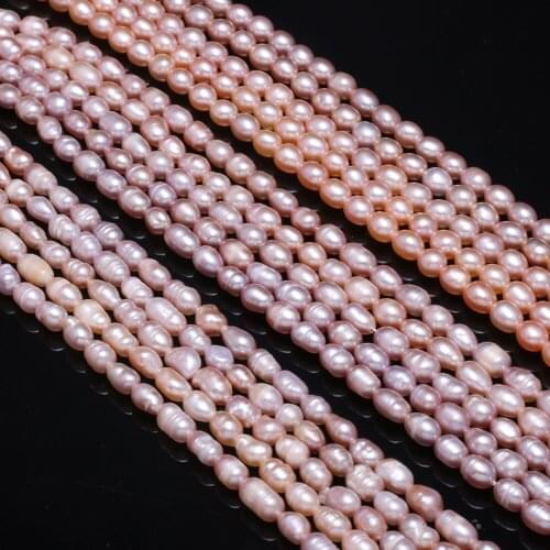 Rice Shape Purple Pearl Natural Freshwater Pearl Beads A AA AAA for Necklace Bracelet Accessories Jewelry Making DIY 4-5mm