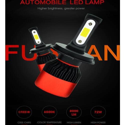 Fuxuan Car Headllight H7 LED H4 LED Bulb H1 H3 H11 HB3 9005 9007 72W 8000LM 6000K Fog Light 12V/24V Auto Headlamp Lamps