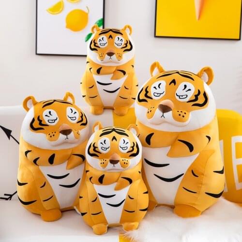 Kawaii Chubby Tiger Plush Doll Cartoon Animal Plush Toy Cute Tiger Pillow Baby Sleep Comfort Toy Room Decor Gift for Girl