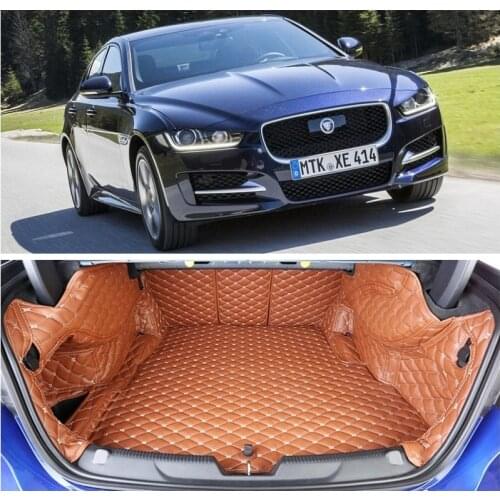 For Jaguar XE 2015 2016 2017 2018 Full Rear Trunk Tray Liner Cargo Mat Floor Protector foot pad mats Embroidery Leather