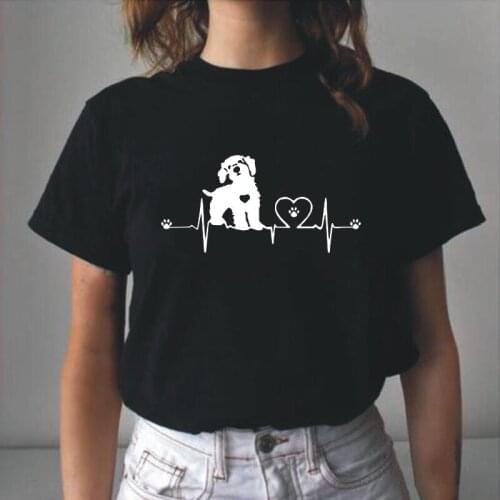Summer Short Sleeve Cotton Tee Shirt Femme Funny Goldendoodle Heartbeat T Shirt Women Tops Loose Harajuku Tshirt Camiseta Mujer