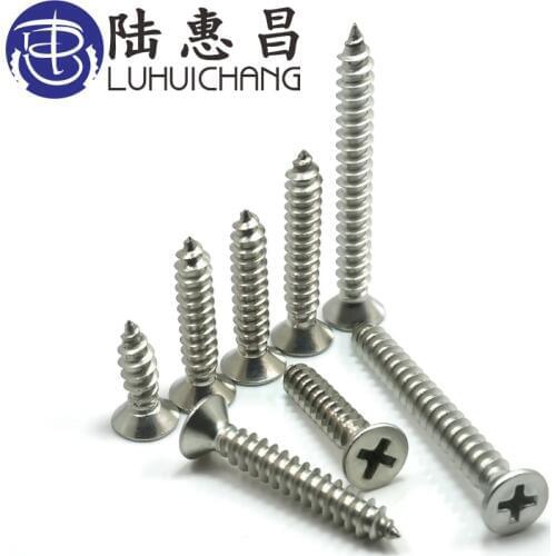 Luchang 304 stainless steel M3 M3.5 M4 M5 counter-sunk flat head self tapping screw round head phillips truss mushroom screws