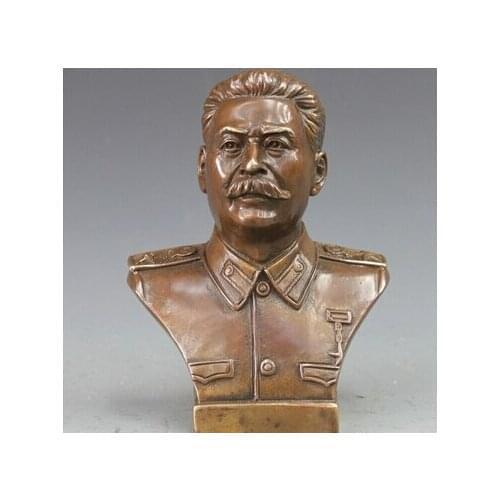 Copper Brass CHINESE crafts decoration Asian Western BRASS Copper Politician Joseph Vissarionovich Stalin Bust Art Statue