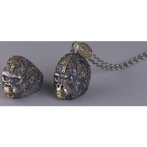 New S925 pure silver jewelry Thai silver Mens ring King Kong gorilla fashion ring for Men