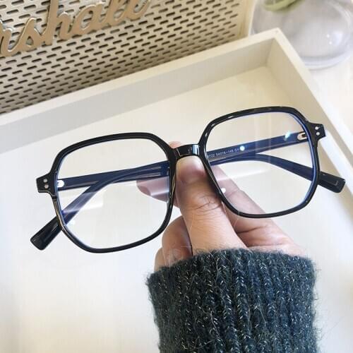 TR90 Plain Face Large Frame Man &Women Myopic Glasses Goggles Polygonal Anti Blue Light Frame Comfort Fashion Flat Clear Lens