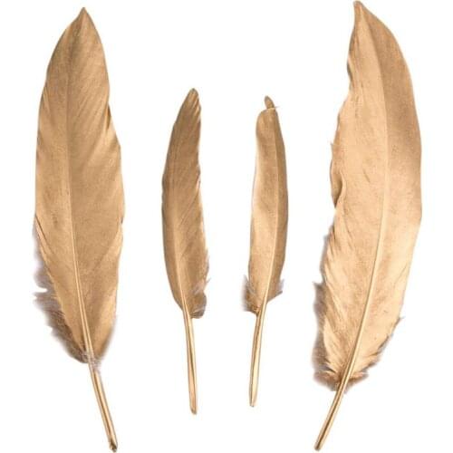 Feathers for Crafts, 20 Pcs Goose Gold Feathers for DIY Dream Catchers Craft Wedding Themed Party Centerpieces Decorations E56C