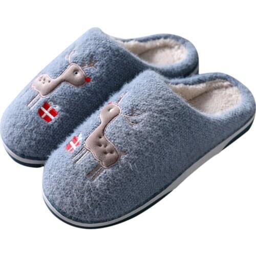 Plush Indoor Slippers Men Soft Cartoon Room Slippers Women Winter Warm Home Shoes Slip-On Cotton Slides Comfortable Flip Flop