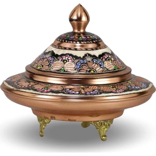 Rose Flower Footed Copper Sugar Bowl Kitchen Retro Large Size