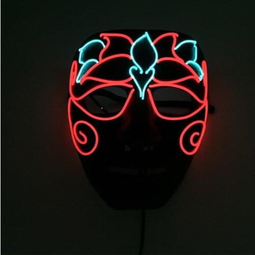 Glowing EL Wire Mask Cosplay Party Props Light Up Costume Accessories Anonymous Face LED Mask For Halloween Rave