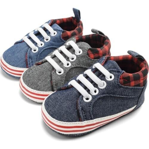 Newborn Baby Shoes Canvas Plaid Casual Baby Girls Spring Newborn Boy Shoes First walkers Cotton Soft Boy Shoes 2019