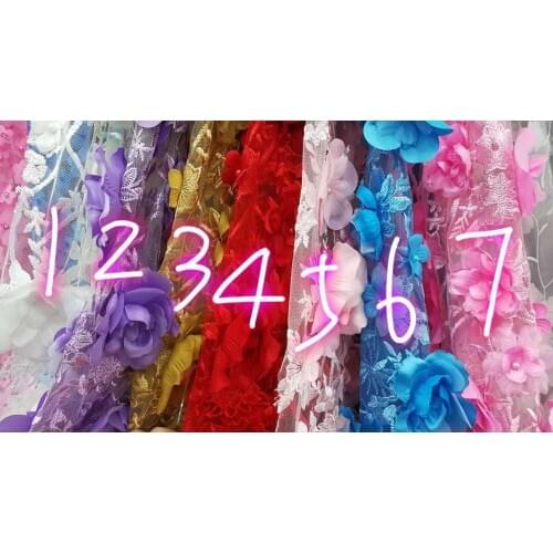 Unique JRB-122126 embroidered french net lace hot selling 3d flower with beads African tulle lace Fabric for bridal dress