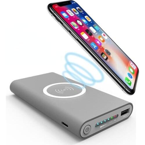 Power Bank 10000mAh Wireless Charger External Battery One Way Fast Charging USB Port Power Bank for Phone Micro USB Cablet