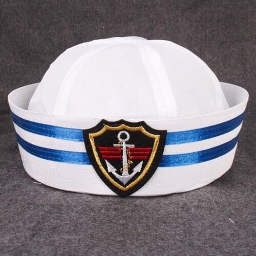 Funny Child Adult White Captain Sailors Boat Blue Military Hat Navy Marine Cap With Anchor Party Cosplay Costume Hat Props
