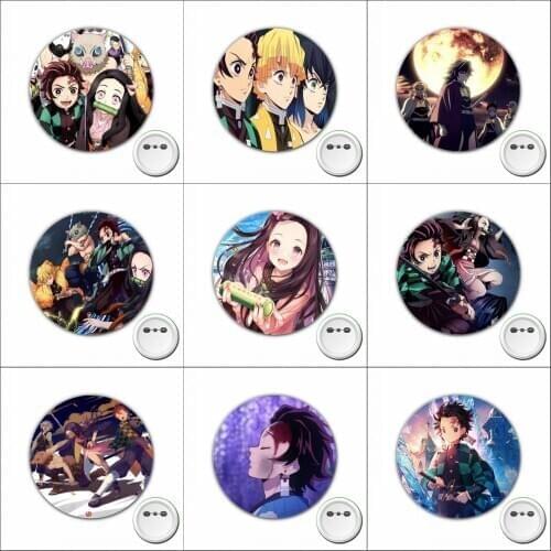1pcs anime Demon Slayer Cosplay Badge Cartoon Brooch Pins Icons Badge Decoration Badges Button Clothes Accessories
