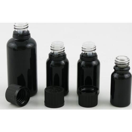 3.33OZ 5/3OZ 1OZ 2/3OZ 1/2OZ Paint Shining Black Essential Oil Bottle With Tamper Evident Cap 1oz Cosmetic Containers 12PCS