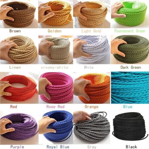 5 Meters Vintage Chandelier Braided Electrical Wires 2*0.75mm Double Copper Wire for Bar Restaurant Personality DIY Light Line