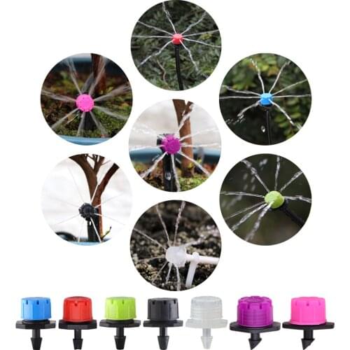 50pcs 4/7 mm Garden Irrigation Nozzle Adjustable Dripper And Barbed Tee Connector for 1/4 Inch Hose Watering System Kit Spray