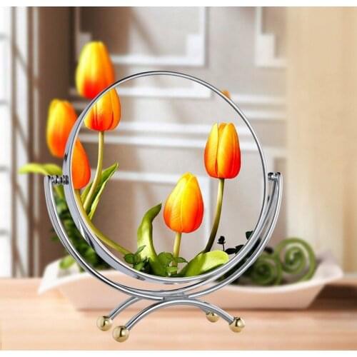 7 inch fashion high-definition desktop makeup mirror 2-Face metal bathroom mirror 3X magnifying Rotate 360 degrees cosmetic