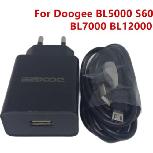Original New Doogee BL5000 S60 lite BL7000 BL12000 AC Adaptor Fast Charger 3.0 Travel Charger EU Plug Adapter +USB Cable DC Line