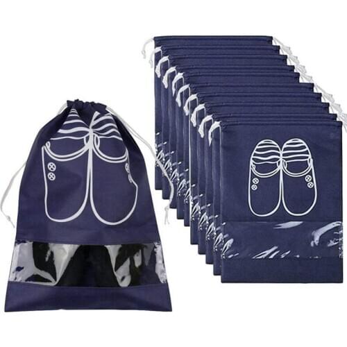AUAU-Travel Shoe Organizer Bags for Boots, High Heel, Drawstring, Transparent Window, Space Saving Storage Bags 10 Pack