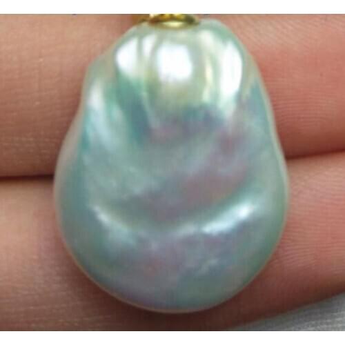 Free shipping >>>>noble jewelr baroque AAA 22mm natural 14k gold pearl south sea pendant