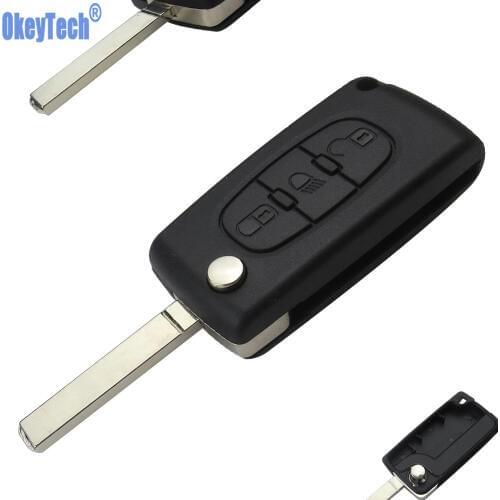 OkeyTech Flip Key Car Key Case for Citroen 307 C4 C3 C5 Xsara Picasso Berlingo C8 Auto Switchblade Key Shell No Battery Holder