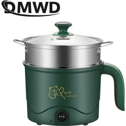 DMWD Multifunction Electric Skillet Stainless Steel Hotpot Noodle Rice Cooker Steamed Eggs Soup Pot Heating Pan Food Steamer EU