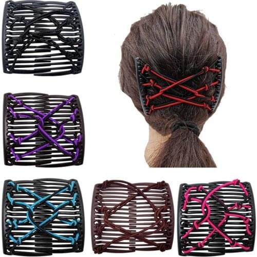 Stretchy Knotted Double Comb Hair Clip Elastic No Crease Hairpin Ponytail Holder