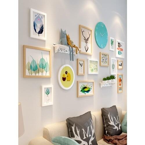 Living Room Photo Wall Punch-Free Creative Wall Photo Frame Wall-Mounted Combination Ins Style Room Background Wall Decorations