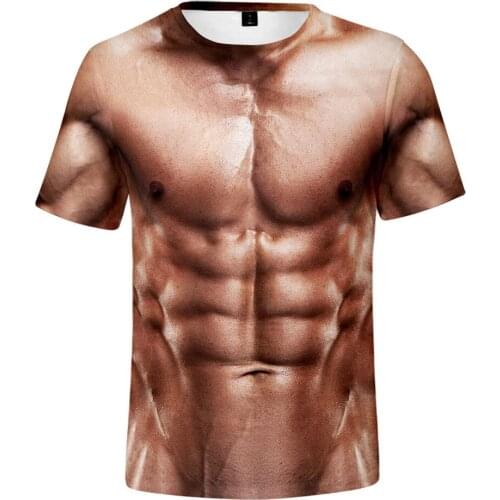 Fashion Cosplay Muscle Strong Man T-shirt Men Adult Kids Funny Clothing 3D Digital Printing Student Leisure Sports Short Sleeve