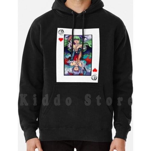 Darkstalkers Playing Card Queen hoodies long sleeve Darkstalkers Queen Playing Lilith Morrigan Succubus