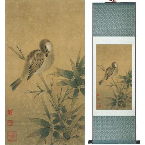 Birds on the bamboo painting Chinese traditional art painting home decoration paintings No.32213