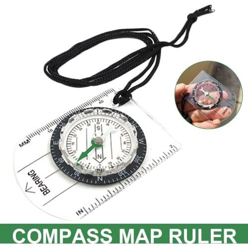 Practical Outdoor Camping Hiking Transparent Plastic Compass Proportional Footprint Travel Military Compass Tools Travel Kits