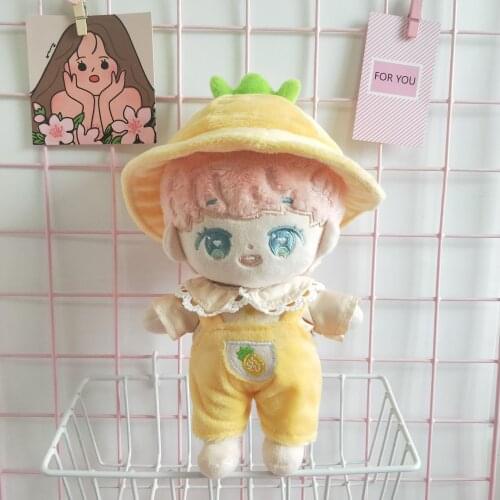 20cm Baby Doll Plush Dolls Clothes Yellow pineapple shirt rompers hat Toys Dolls Accessories for Korea Idol Dolls Gift