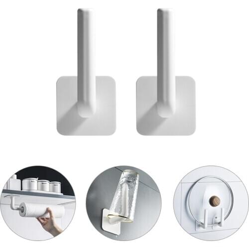 Multi-Functional Rack Holder Kitchen Organizer Self-adhesive Cabinet Cupboard Paper Roll Towel Holder Tissue Hanger for Bathroom