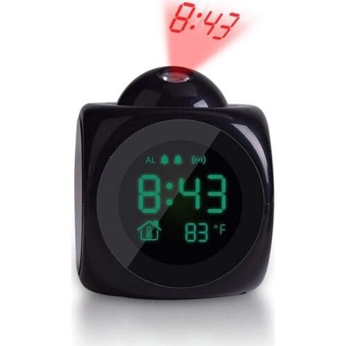 Multifunction Vibe LCD Talking Projection Alarm Clock Time & Temp Display