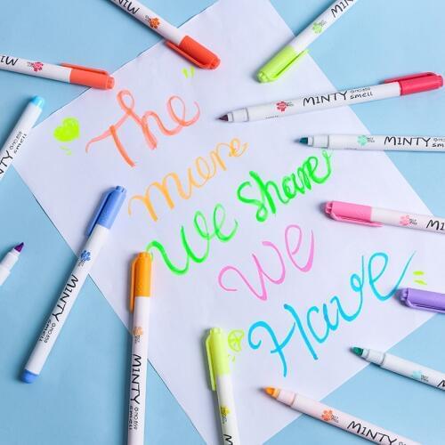 16pcs Minty smell color highlighter pen set Soft tip Mild Fluorescent marker liner drawing pens Office School Art supplies F790