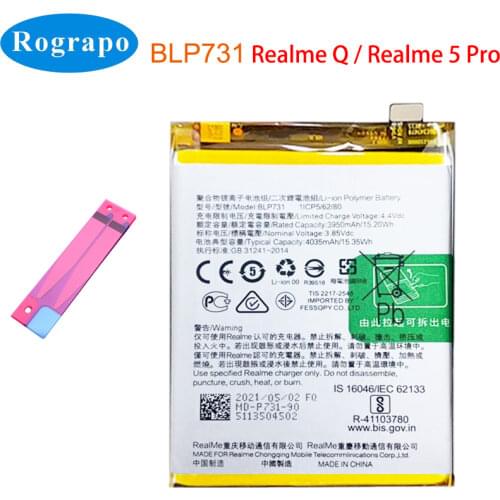New 4035mAh BLP731 Mobile Phone Replacement Battery For Oppo Realme 5 Pro / Q X Youth