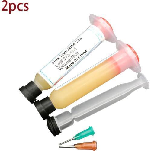 2pcs/lot Needle Shaped 10cc RMA-223 PCB PGA BGA SMD With Flexible Tip Syringe Solder Paste Flux Grease Repair Solde