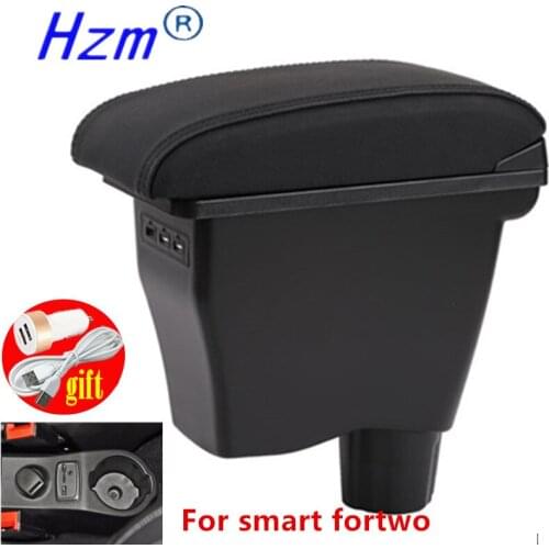 For smart fortwo armrest box universal car center console smart forfour modification double deck armrest with USB