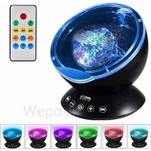 Rainbow Wave Remote Control Projector Lamp USB Ocean Wave Led Night Light Aurora Master projection northern light Luminaria