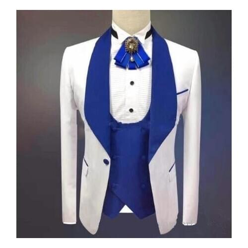 Real Photo Fashionable Groom Tuxedos Shawl Collar Men Prom Business Suit 3 pieces Party Suits (Jacket+Pants+Vest+Tie) NO:268