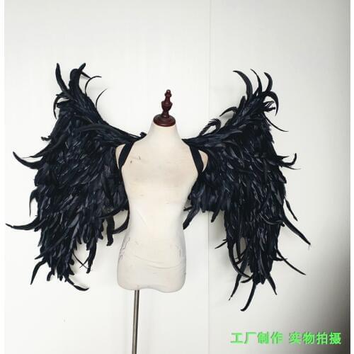 Shooting props Cosplay photography black costume Angel demon wing feather angel wings for Fashion show Displays