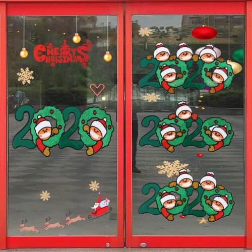 Christmas Decoration Window Cling Glueless PVC Wall Stickers For Windows Glasses Christmas Tree New Year Hot Sale Christmas Deco