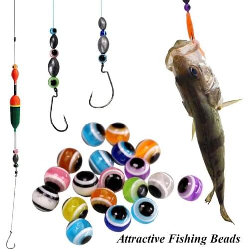 50pcs/lot Fish Eye Fishing Beads 6mm 8mm Mixed Color Luminous Carolina Rigs Taxes Rigs Fishing Beads DIY Kit Bass Fishing Tackle