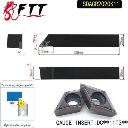 SDACR2020K11 90 Degrees External Turning Tool Holder For DCMT11T304 DCMT11T308 Used on CNC Lathe Machine
