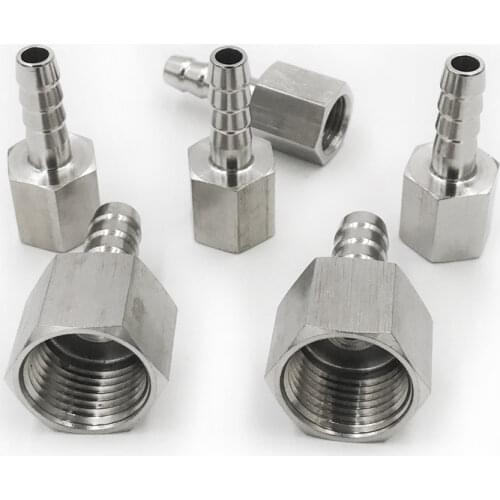 6mm 8mm 10mm 12mm 14mm 16mm Hose Barb x 1/8" 1/4" 3/8" 1/2" BSP Female 304 Stainless Steel High Pressure Resistant Pipe Fitting