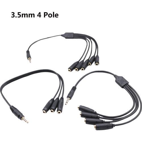 3.5mm 1/8" TRRS 4-Pole/3-Rings Male to 3x 4x 5x 3/4/5-Ways Female Earphone Headset Smartphone Splitter Mic Audio Adapter Cable