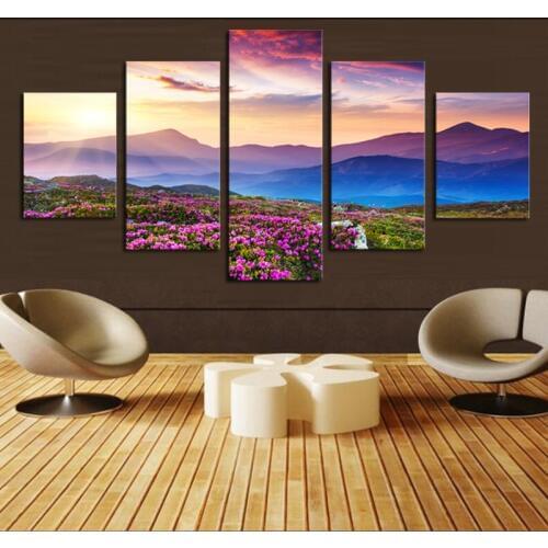 5 Piece(No Frame) The Sunset and The mountain Modern Home Wall Decor Canvas Picture Art HD Print Painting On Canvas Artworks