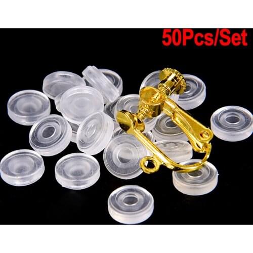50 PCS Transparent Soft Silicone Anti-Pain Ear Clip Pad For Earrings Accessories DIY Jewelry Findings